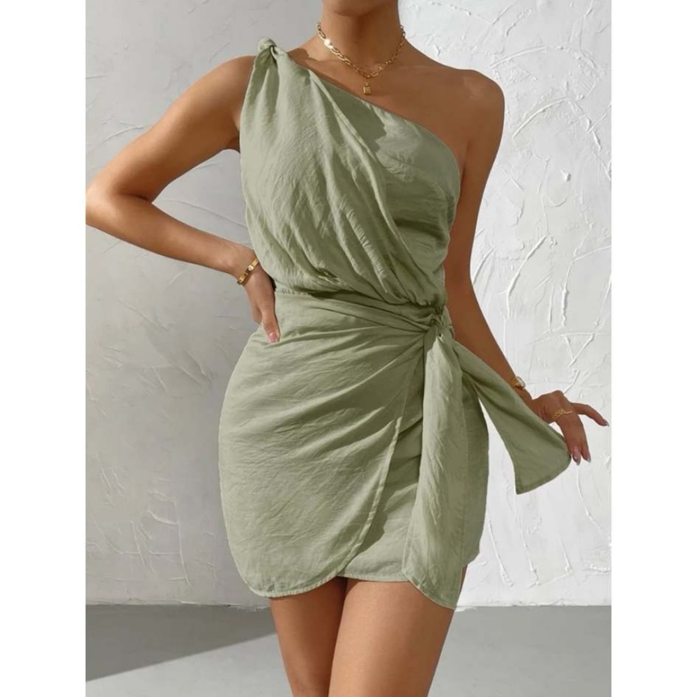 Sage Green Grecian Mini Dress Excellent Condition M/L 8/10